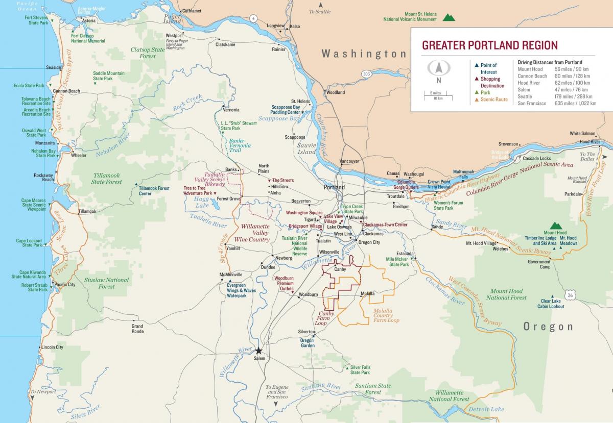 mapa, Portland, Oregon