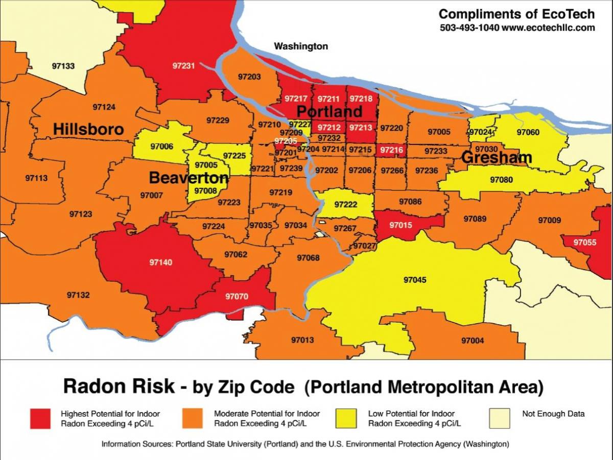 Portland Oregon ZIP kod na mapie
