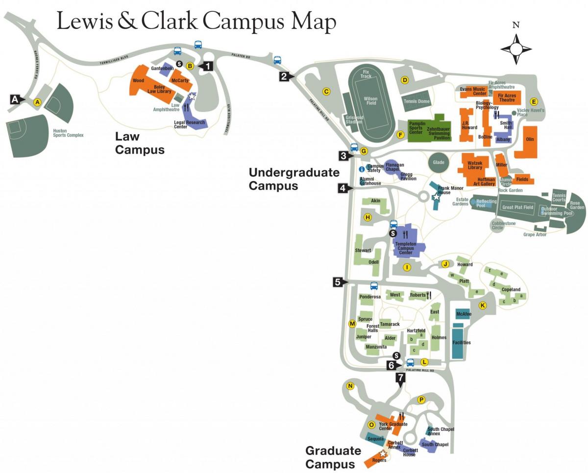 mapa uczelni Lewisa i Clarka