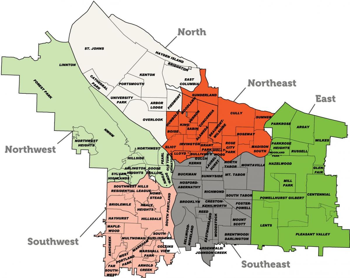 Portland przedmieściach mapie