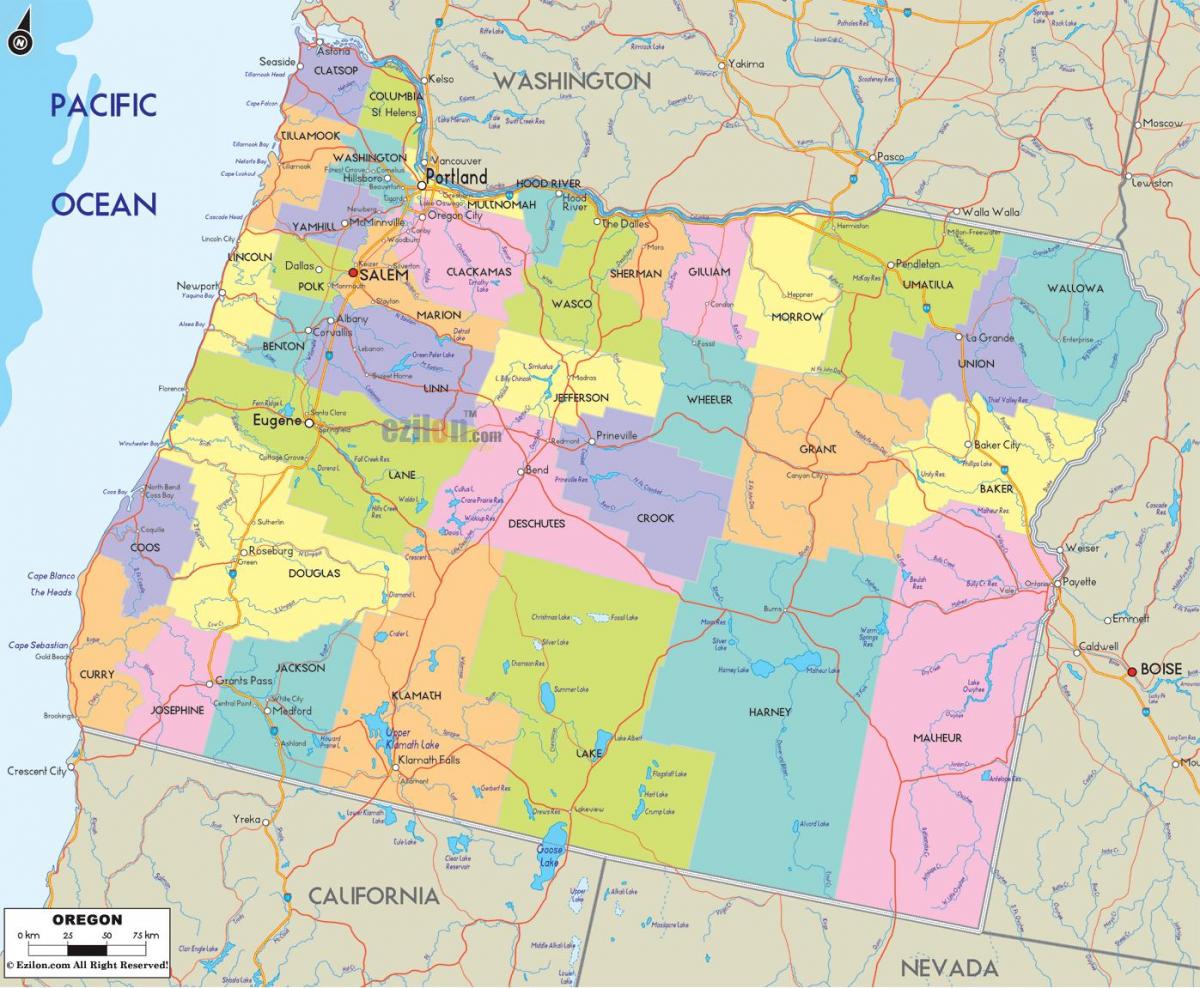 Portland county Oregon mapie