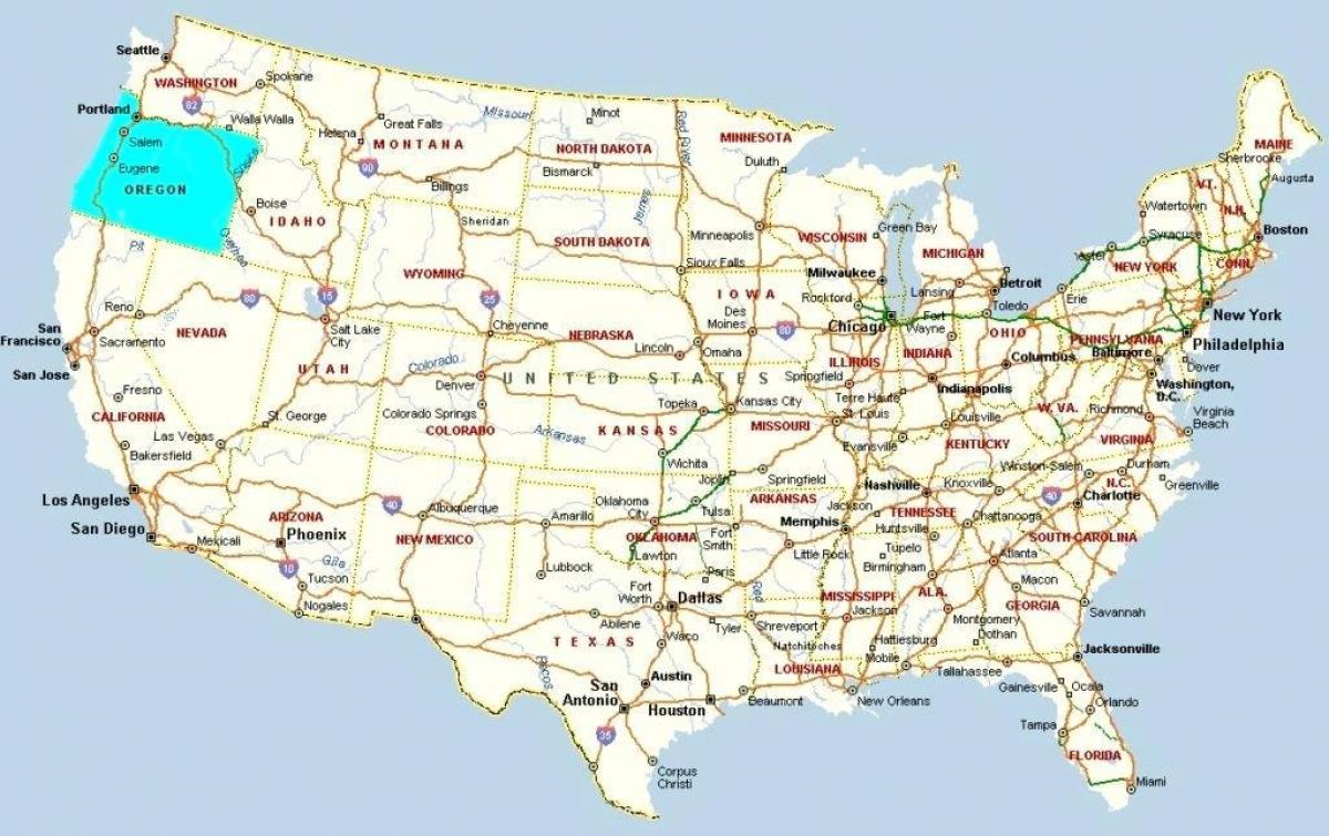 Portland, Oregon na mapie USA