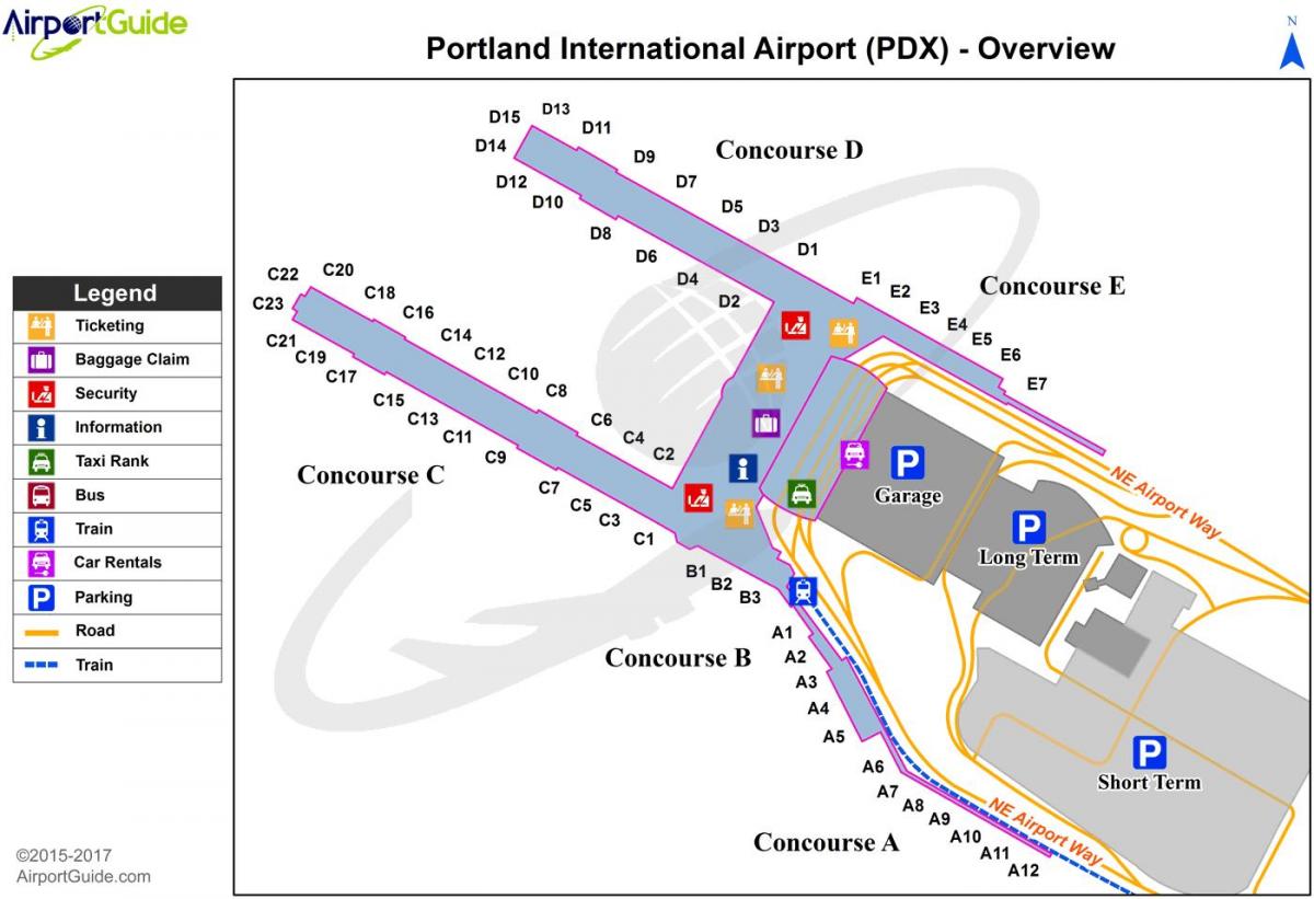 mapę lotniska Portland