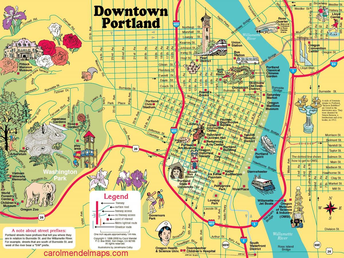 mapa Portland mosty