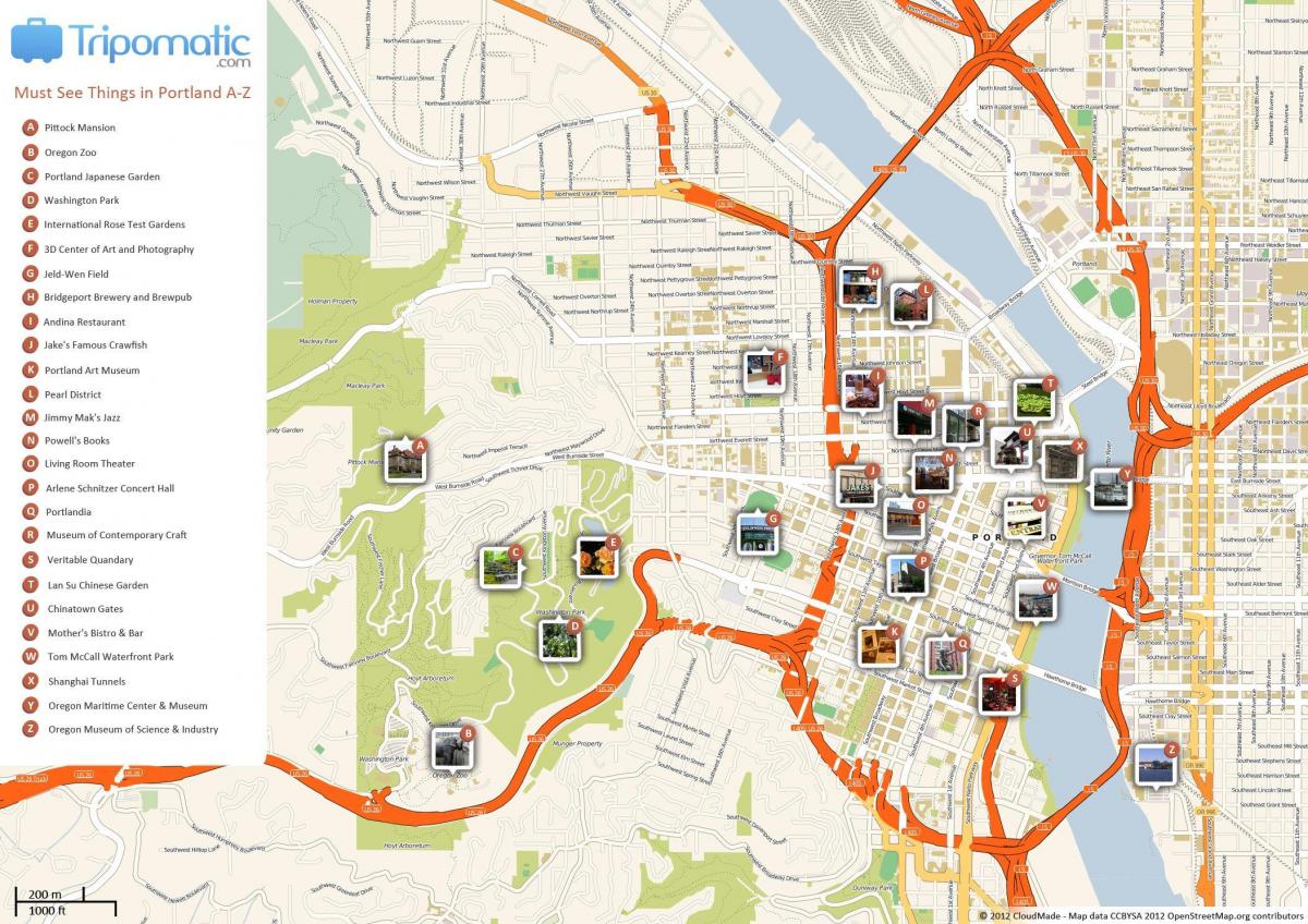 Portland chodzenia mapie