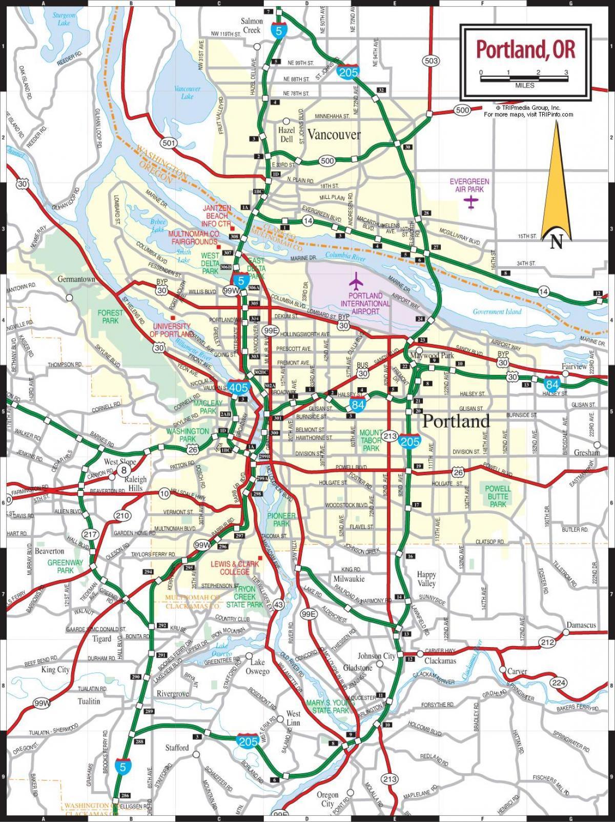 mapa Portland okolicy metra