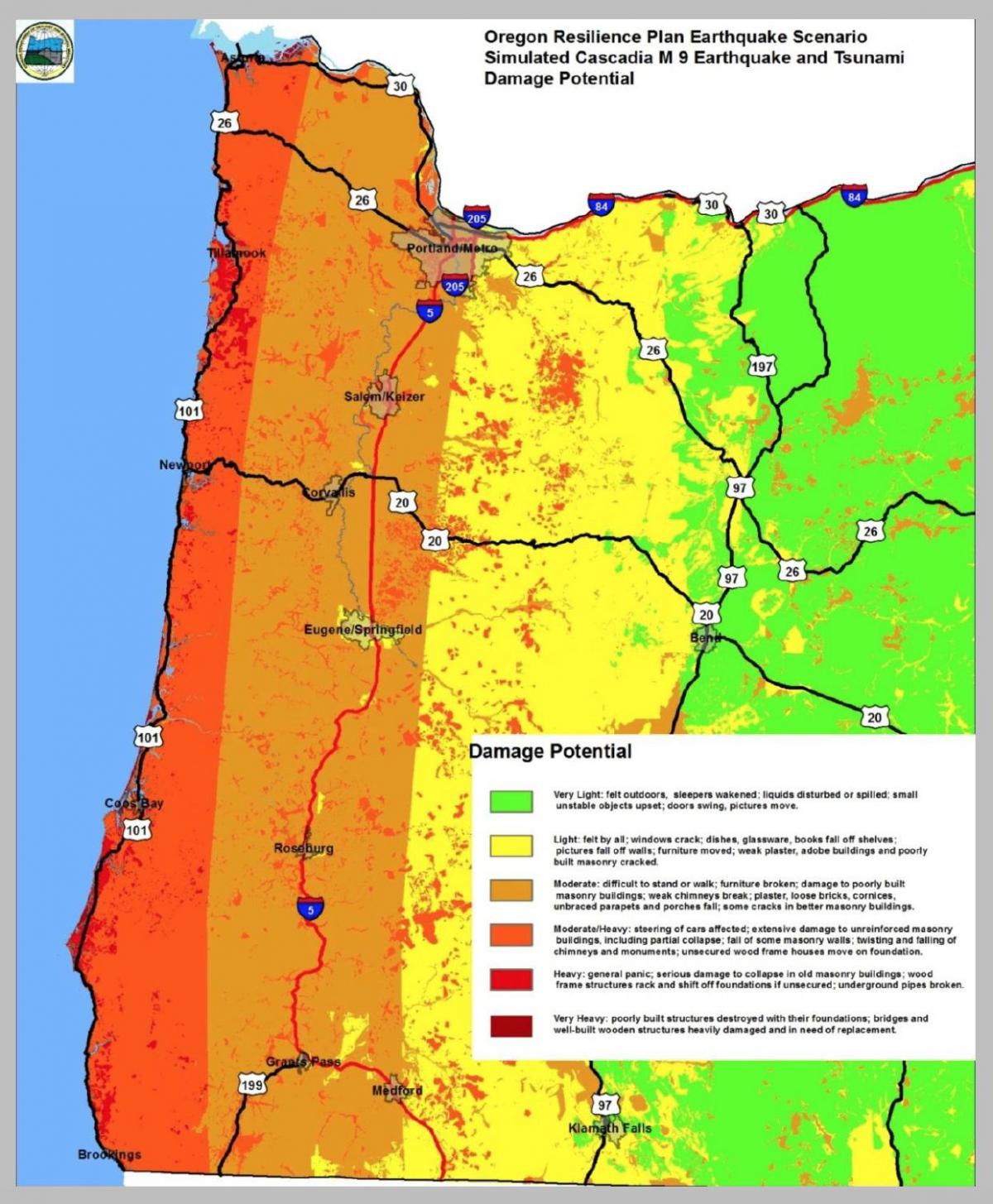 trzęsienia ziemi mapa, Portland, Oregon