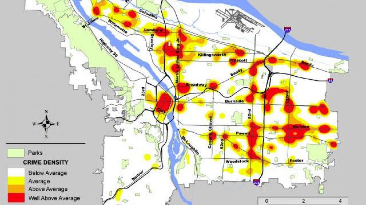 Portland przestępstwo mapie
