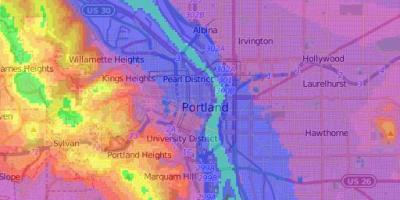 Wysokość mapa, Portland, Oregon